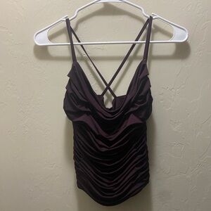 VINTAGE EXPRESS Purple ruched shapeware with cross back